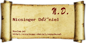 Nicsinger Dániel névjegykártya